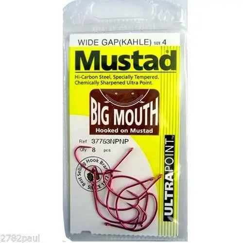 1 Packet of Mustad 37753NPNP Big Mouth  Chemically Sharp Fishing Hooks