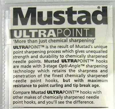 1 Packet of Mustad 90234NPNR Bloodworm Chemically Sharp Fishing Hooks