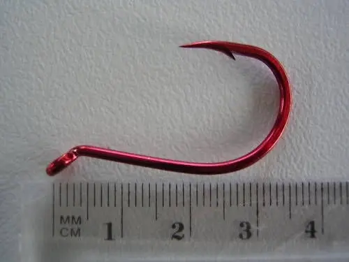 1 Packet of Mustad 92554NPNR Big Red Chemically Sharp Fishing Hooks