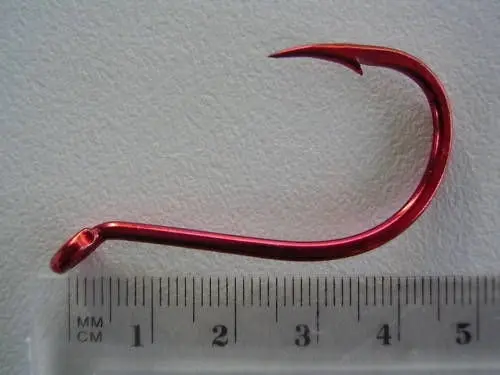 1 Packet of Mustad 92554NPNR Big Red Chemically Sharp Fishing Hooks