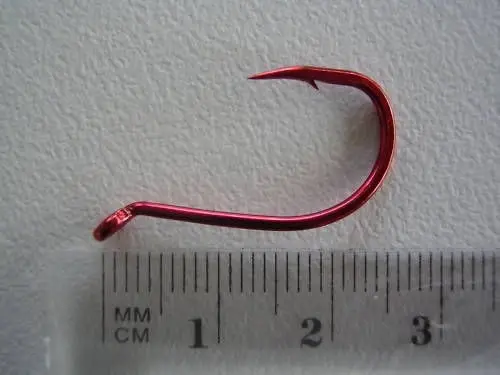 1 Packet of Mustad 92554NPNR Big Red Chemically Sharp Fishing Hooks