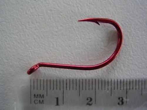 1 Packet of Mustad 92554NPNR Big Red Chemically Sharp Fishing Hooks