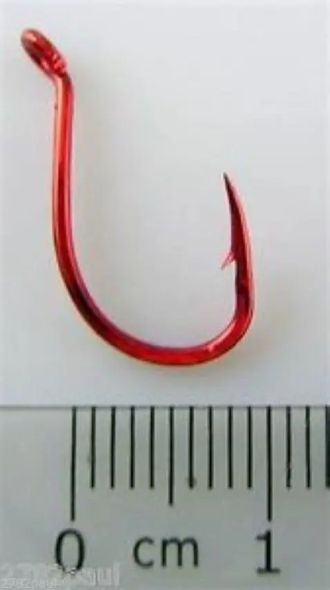 1 Packet of Mustad 92554NPNR Big Red Chemically Sharp Fishing Hooks