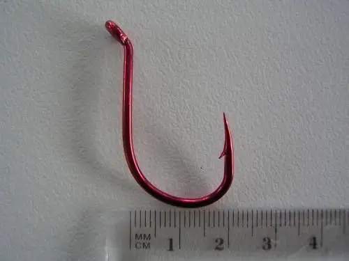 1 Packet of Mustad 92554NPNR Big Red Chemically Sharp Fishing Hooks