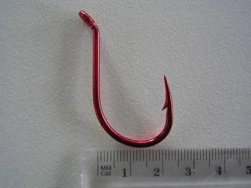 1 Packet of Mustad 92554NPNR Big Red Chemically Sharp Fishing Hooks