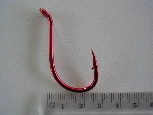 1 Packet of Mustad 92554NPNR Big Red Chemically Sharp Fishing Hooks