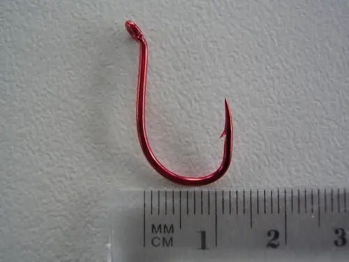 1 Packet of Mustad 92554NPNR Big Red Chemically Sharp Fishing Hooks