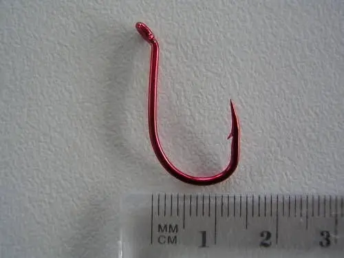 1 Packet of Mustad 92554NPNR Big Red Chemically Sharp Fishing Hooks