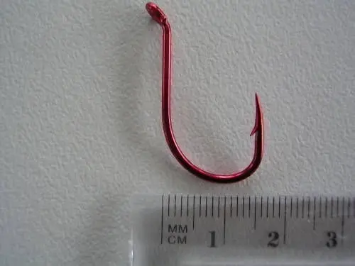 1 Packet of Mustad 92554NPNR Big Red Chemically Sharp Fishing Hooks