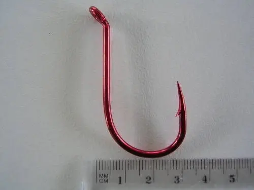 1 Packet of Mustad 92554NPNR Big Red Chemically Sharp Fishing Hooks