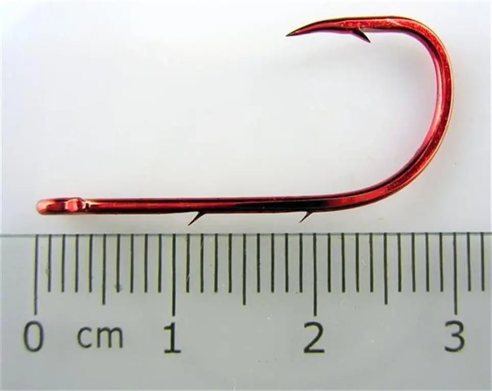 1 Packet of Mustad 92668NPNR Red Baitholder Chemically Sharp Fishing Hooks