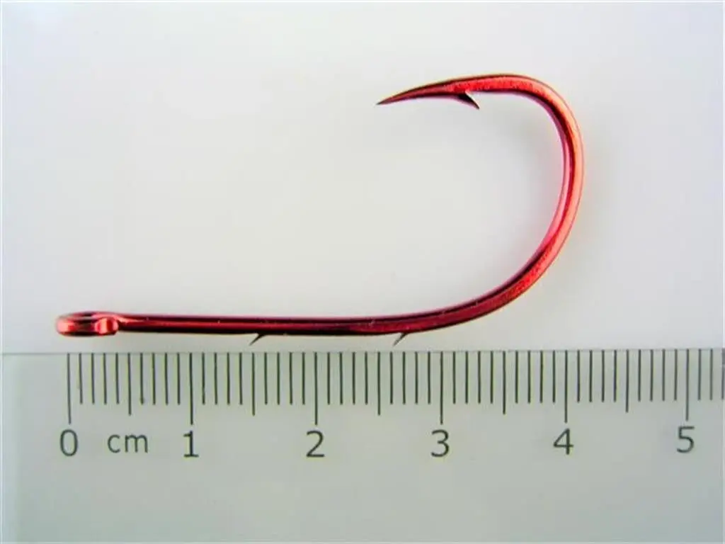 1 Packet of Mustad 92668NPNR Red Baitholder Chemically Sharp Fishing Hooks