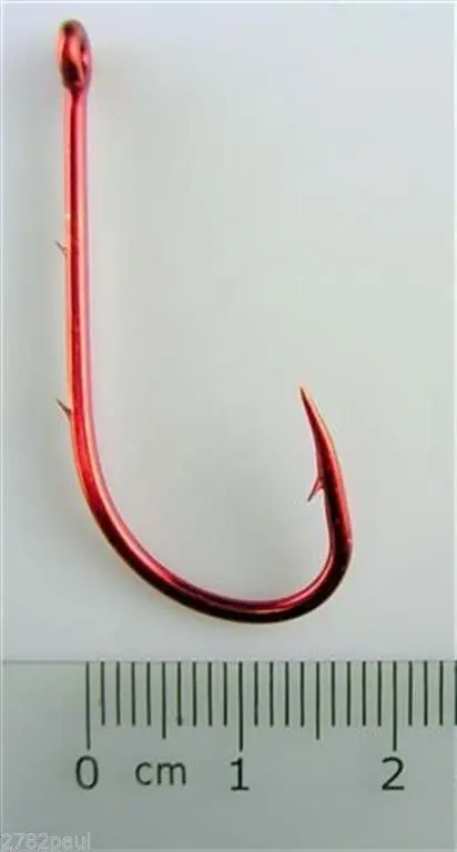 1 Packet of Mustad 92668NPNR Red Baitholder Chemically Sharp Fishing Hooks