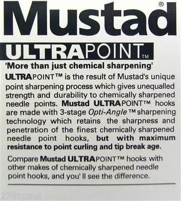 3 Packs of Mustad 32813NPBLM Fine Worm Chemically Sharp Fishing Hooks