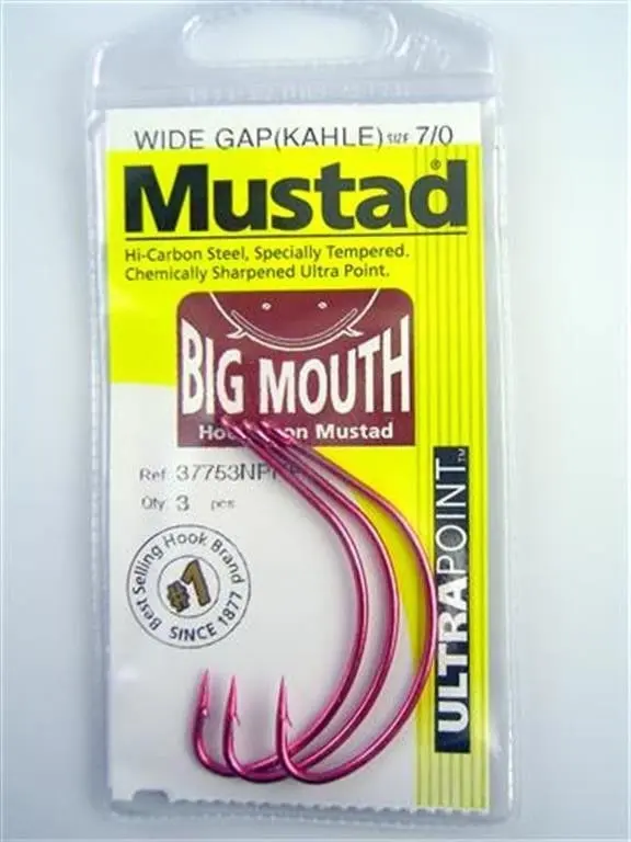 3 Packs of Mustad 37753NPNP Big Mouth Chemically Sharp Fishing Hooks