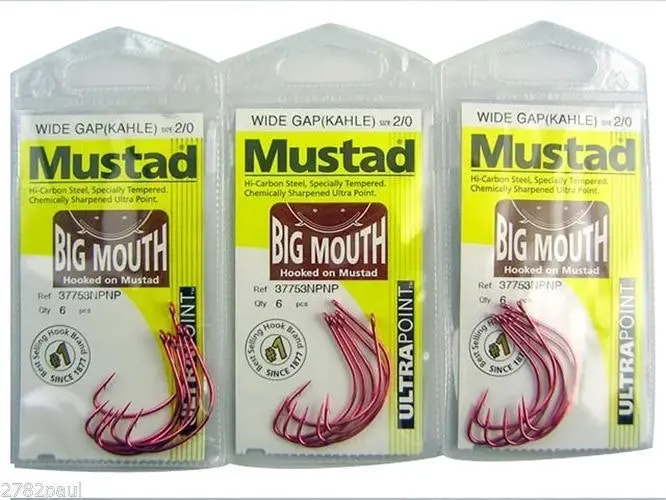 3 Packs of Mustad 37753NPNP Big Mouth Chemically Sharp Fishing Hooks