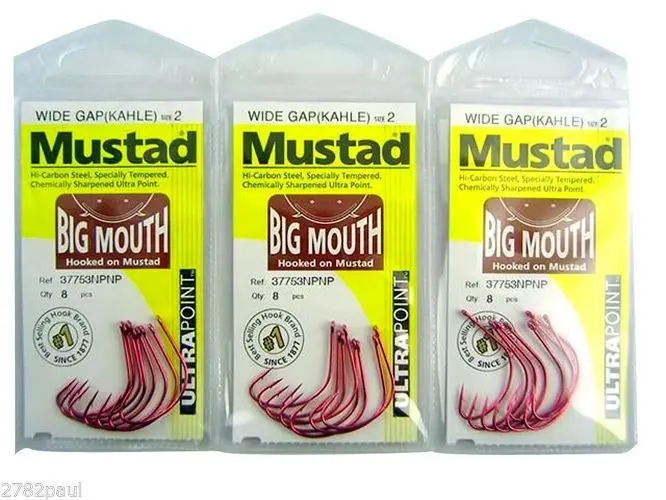 3 Packs of Mustad 37753NPNP Big Mouth Chemically Sharp Fishing Hooks