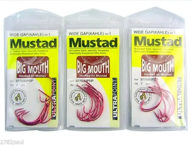 3 Packs of Mustad 37753NPNP Big Mouth Chemically Sharp Fishing Hooks