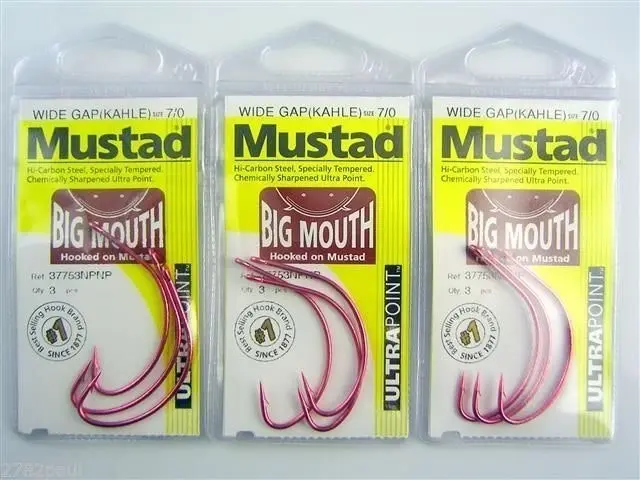 3 Packs of Mustad 37753NPNP Big Mouth Chemically Sharp Fishing Hooks