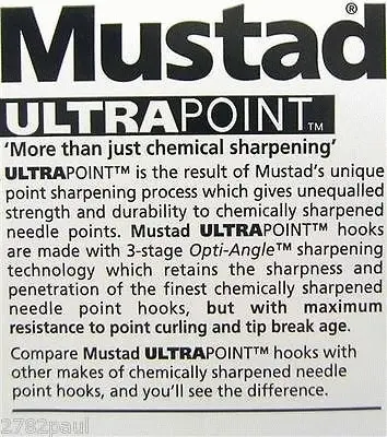 10 Packs of Mustad 37753NPNP Big Mouth Chemically Sharp Fishing Hooks