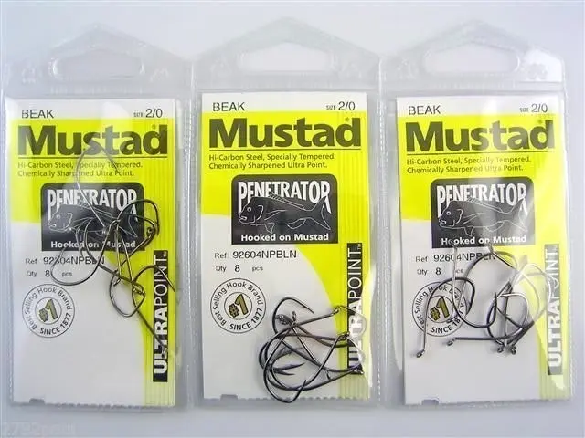 10 Packs of Mustad 92604NPBLN Penetrator Chemically Sharp Fishing Hooks