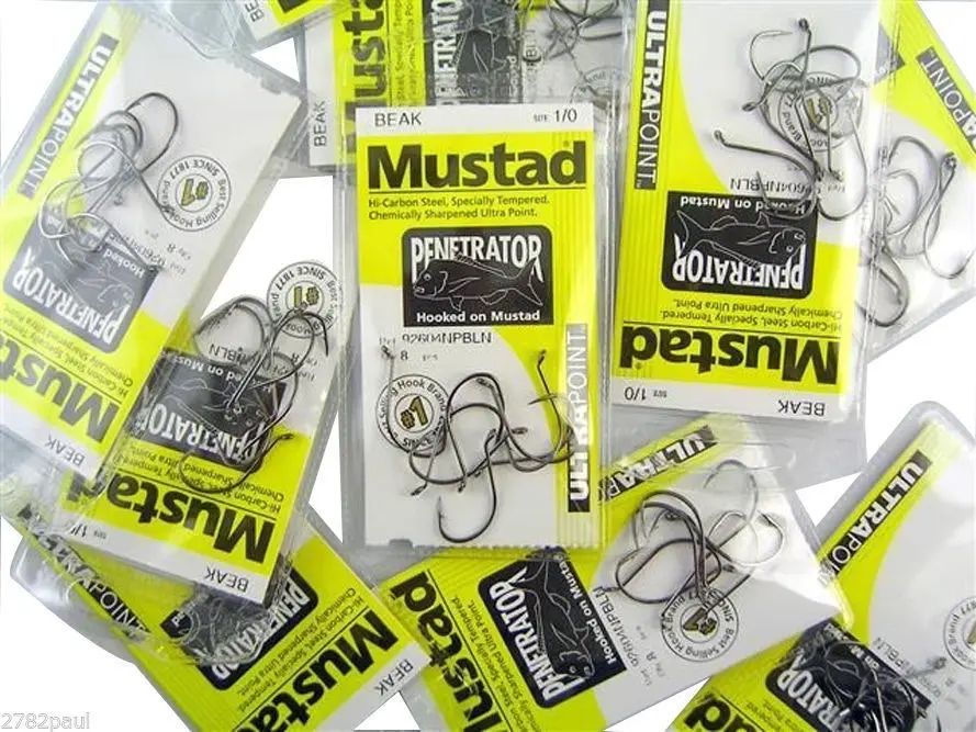 10 Packs of Mustad 92604NPBLN Penetrator Chemically Sharp Fishing Hooks