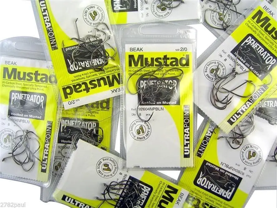 10 Packs of Mustad 92604NPBLN Penetrator Chemically Sharp Fishing Hooks