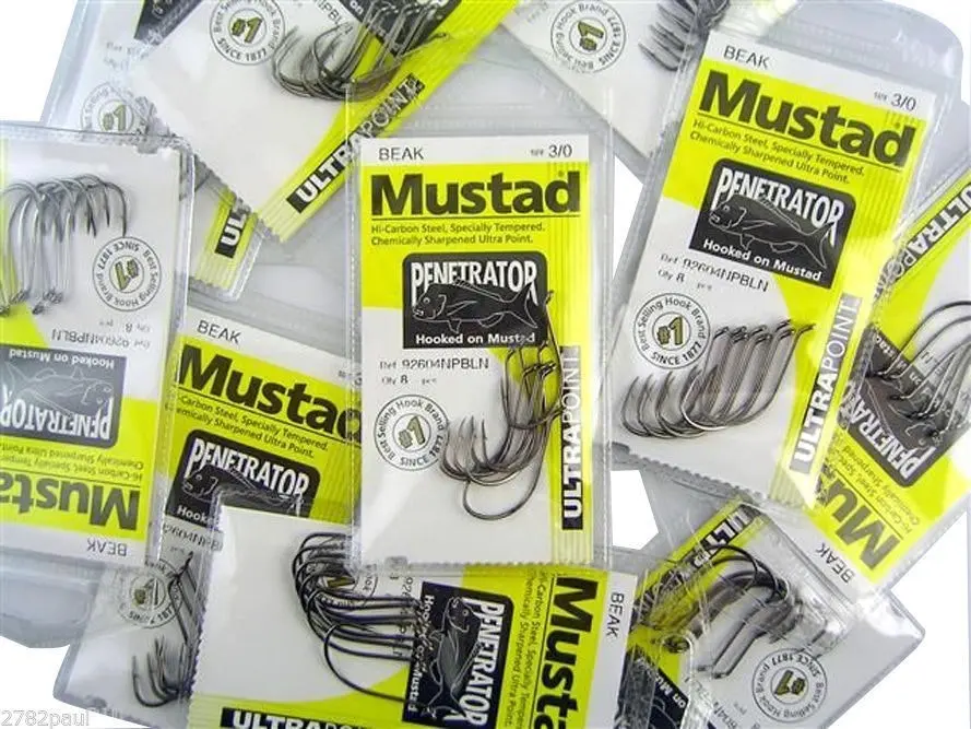 10 Packs of Mustad 92604NPBLN Penetrator Chemically Sharp Fishing Hooks