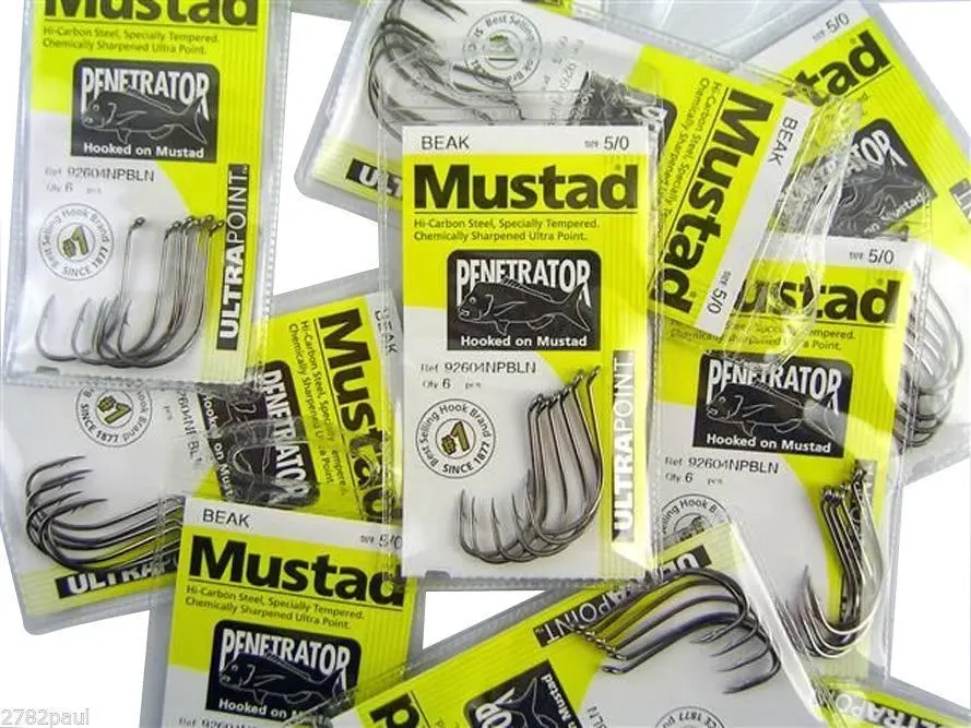 10 Packs of Mustad 92604NPBLN Penetrator Chemically Sharp Fishing Hooks