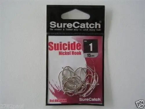 1 Packet of Surecatch Suicide Nickel Fishing Hooks