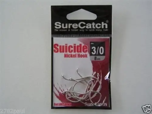 1 Packet of Surecatch Suicide Nickel Fishing Hooks