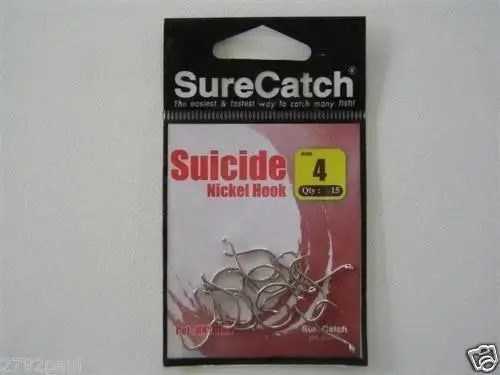 1 Packet of Surecatch Suicide Nickel Fishing Hooks