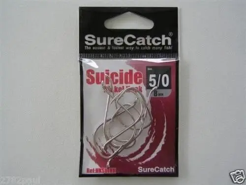 1 Packet of Surecatch Suicide Nickel Fishing Hooks