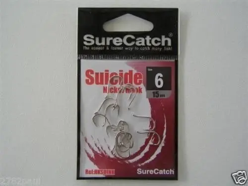 1 Packet of Surecatch Suicide Nickel Fishing Hooks