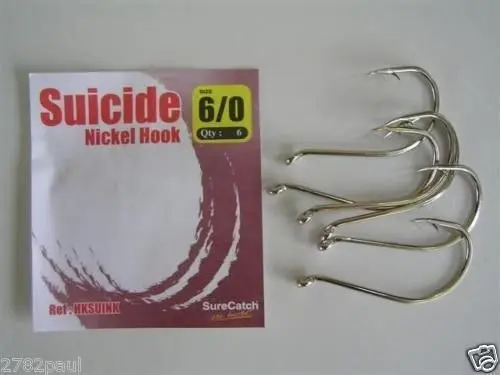 1 Packet of Surecatch Suicide Nickel Fishing Hooks