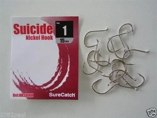 1 Packet of Surecatch Suicide Nickel Fishing Hooks