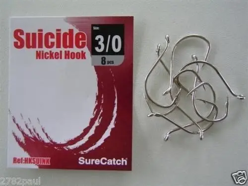 1 Packet of Surecatch Suicide Nickel Fishing Hooks