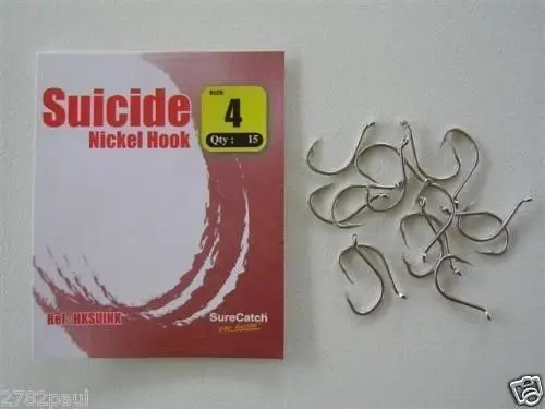 1 Packet of Surecatch Suicide Nickel Fishing Hooks