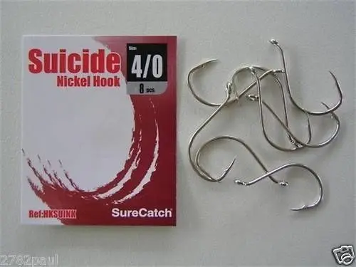 1 Packet of Surecatch Suicide Nickel Fishing Hooks