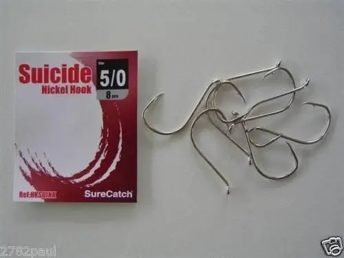 1 Packet of Surecatch Suicide Nickel Fishing Hooks