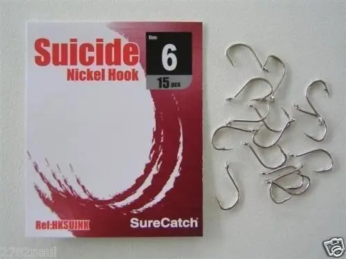 1 Packet of Surecatch Suicide Nickel Fishing Hooks