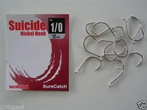 1 Packet of Surecatch Suicide Nickel Fishing Hooks