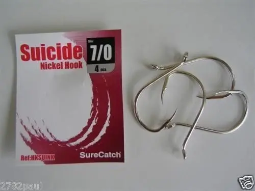 1 Packet of Surecatch Suicide Nickel Fishing Hooks