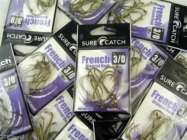 10 Packs of Surecatch French Bronzed Fishing Hooks