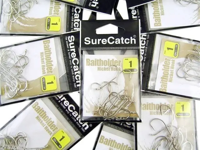 10 Packs of Surecatch Nickle Baitholder Fishing Hooks