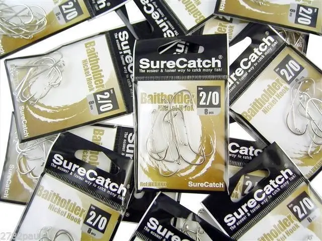 10 Packs of Surecatch Nickle Baitholder Fishing Hooks