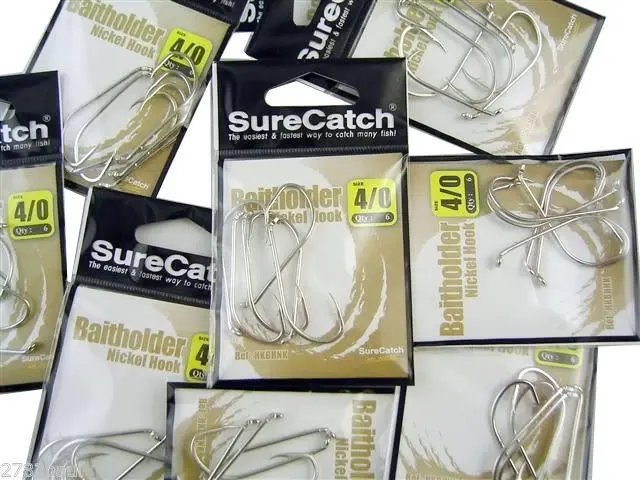 10 Packs of Surecatch Nickle Baitholder Fishing Hooks