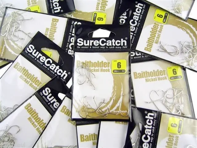 10 Packs of Surecatch Nickle Baitholder Fishing Hooks