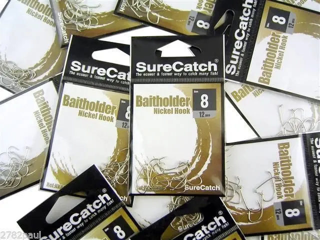 10 Packs of Surecatch Nickle Baitholder Fishing Hooks