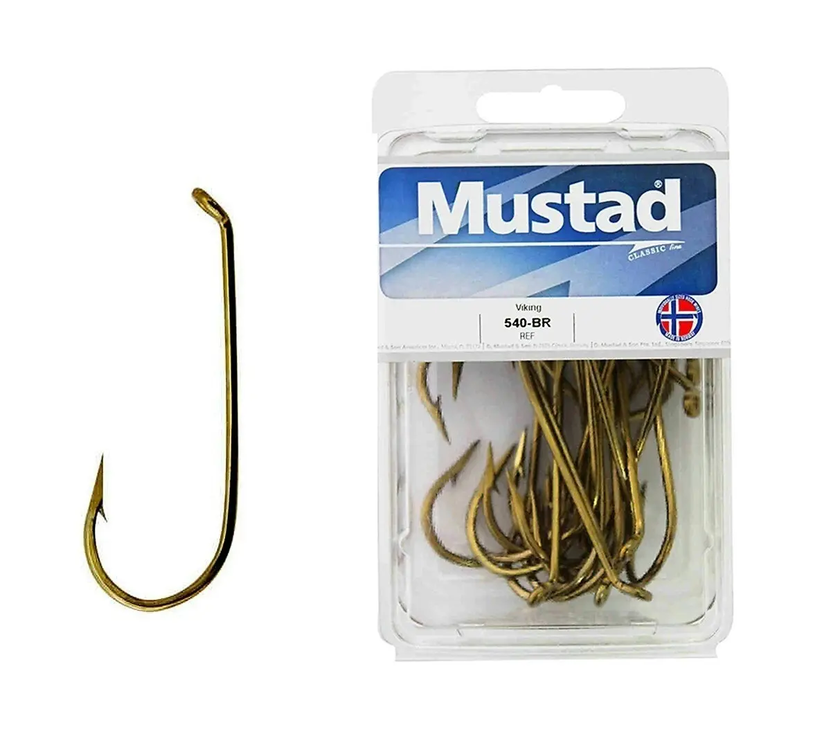 100 x Mustad Bronze 540 French Viking Fishing Hooks